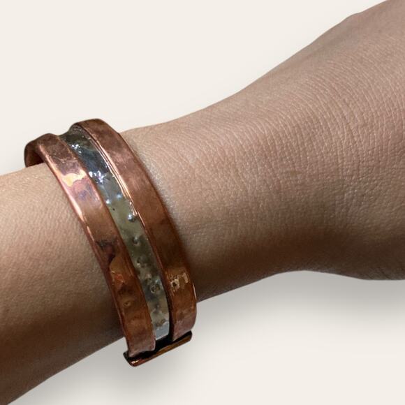 Arthritis Care Fashion Copper Cuff Bracelet w/ Steel Star Detailing - Picture 4 of 6